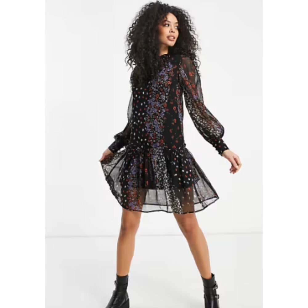 NWOT Violet Romance Floral Patchwork Mini Dress - Sz 14